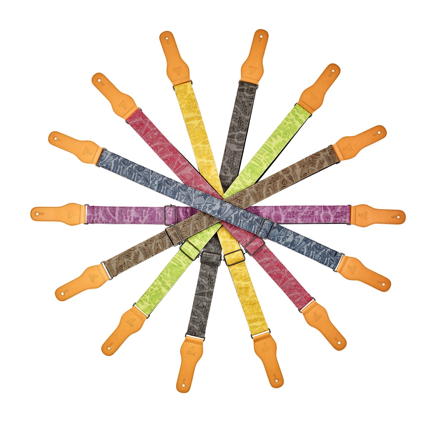 Courroie ukulélé, 100% coton, extrémités simili cuir, largeur 3.7 cm, longueur jusqu'à 139 cm, brown jean