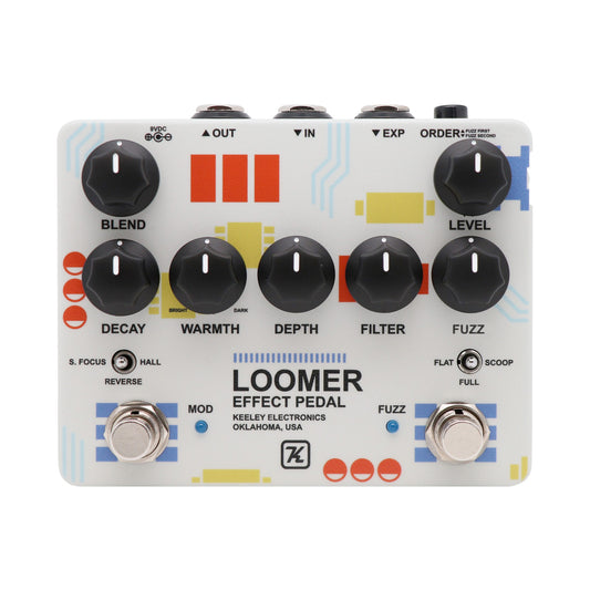 Pédale LOOMER WORKSTATION, Custom Shop 21ème Anniversaire, fuzz/reverb/delay/modulation, entrée pour pédale d'expression (depth)