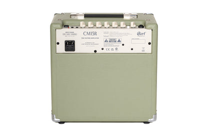 Ampli guitare 15W, 1 x 8", 2 canaux, égaliseur 3 bandes, réverb, entrée CD/MP3 mini-Jack, sortie casque mini-Jack, vert pale