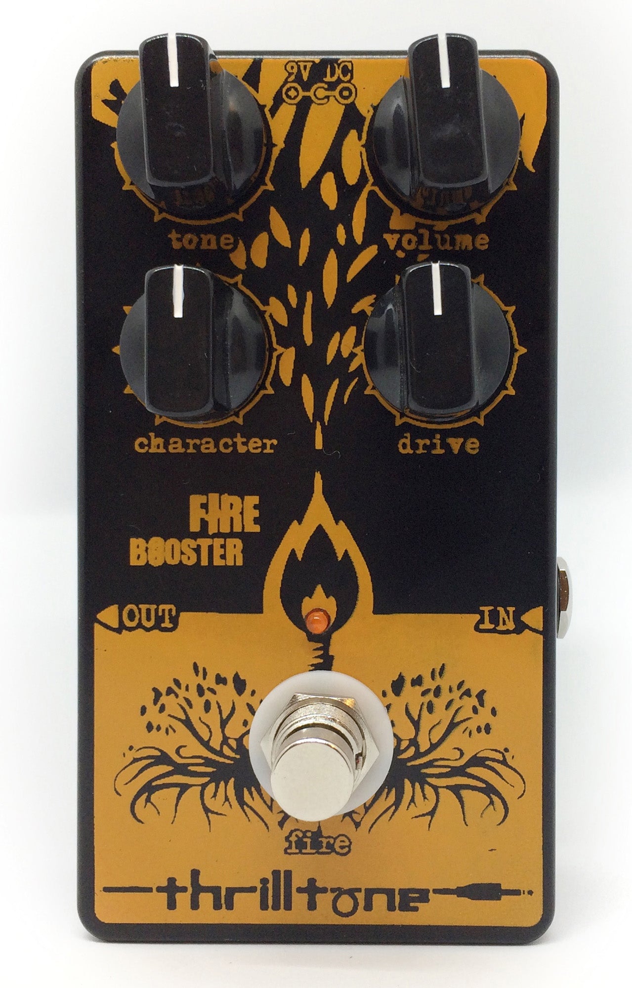 Pédale FIRE BOOSTER, overdrive mid-gain, technologie brevetée Cellular Clipping, jaune et noir