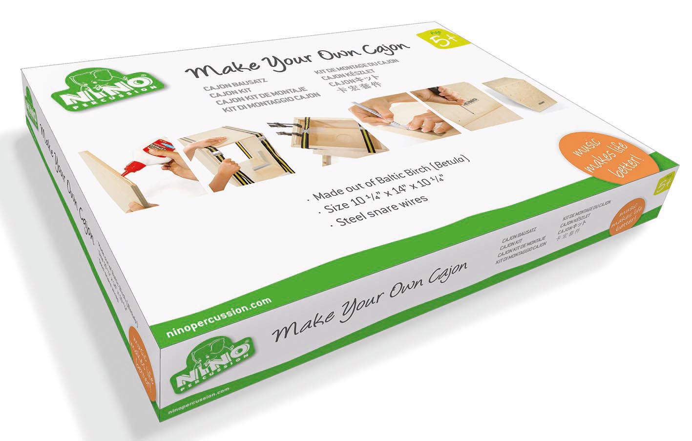 Cajon 15" en bouleau, kit complet de fabrication, dimensions: 38 x 26 x 26 cm, poids: 2.8 kg, naturel