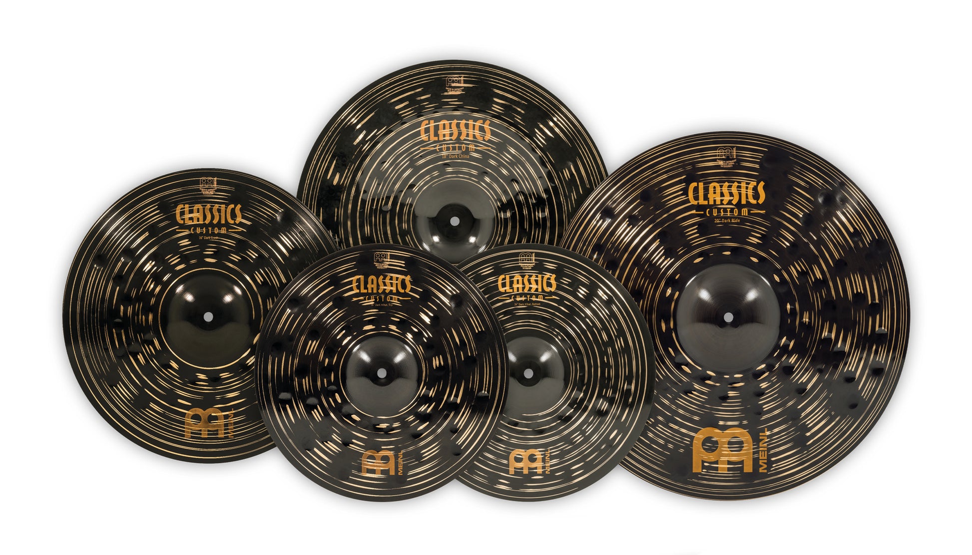 Pack de cymbales étendu Meinl Classics Custom Dark 14"16"18"20" alliage bronze B12 fini dark