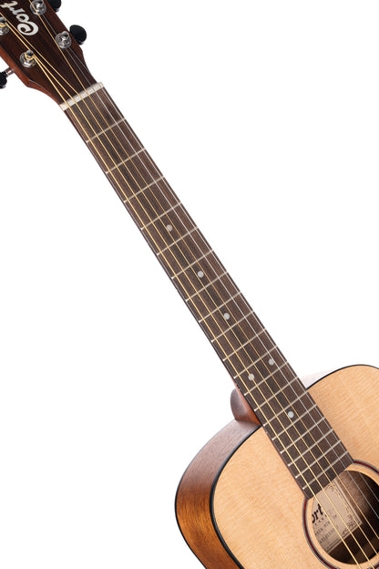 Earth Mini, modèle Dreadnought 3/4, table épicéa massif, fond & éclisses acajou, housse, naturel pores ouverts