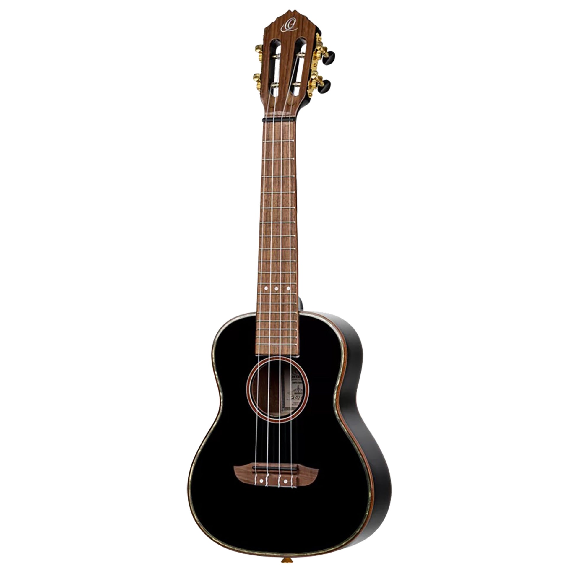 RUOX-CC, modèle Concert, table épicéa, fond & éclisses acajou, manche acajou, housse luxe, noir brillant