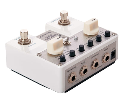 Pédale REECHO PRO, série Twin, délai numérique stéréo à 6 modes, boîtier métal, true bypass, blanc