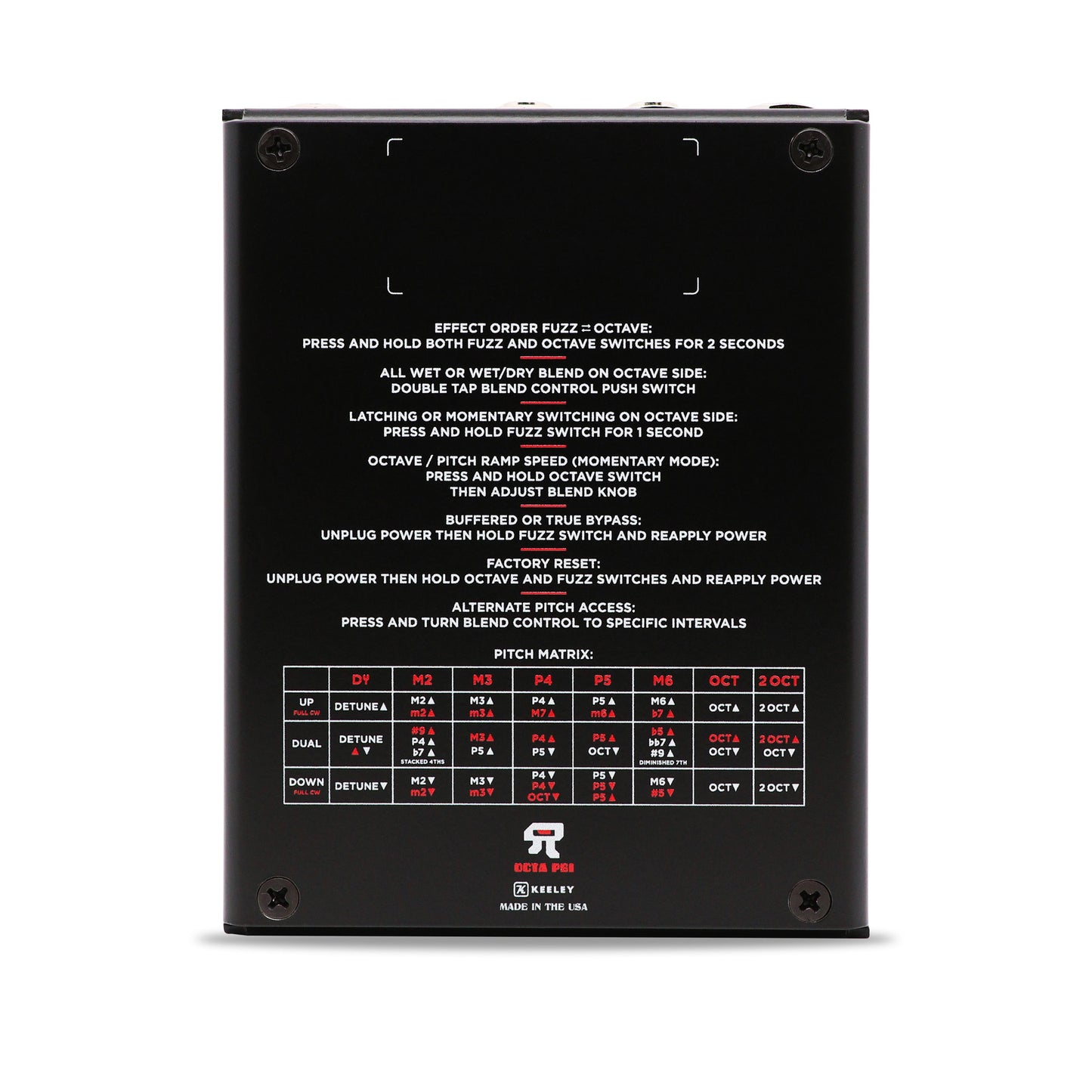 Pédale OCTA PSI, octaver et pitch-shifter combiné à un fuzz analogique, noir
