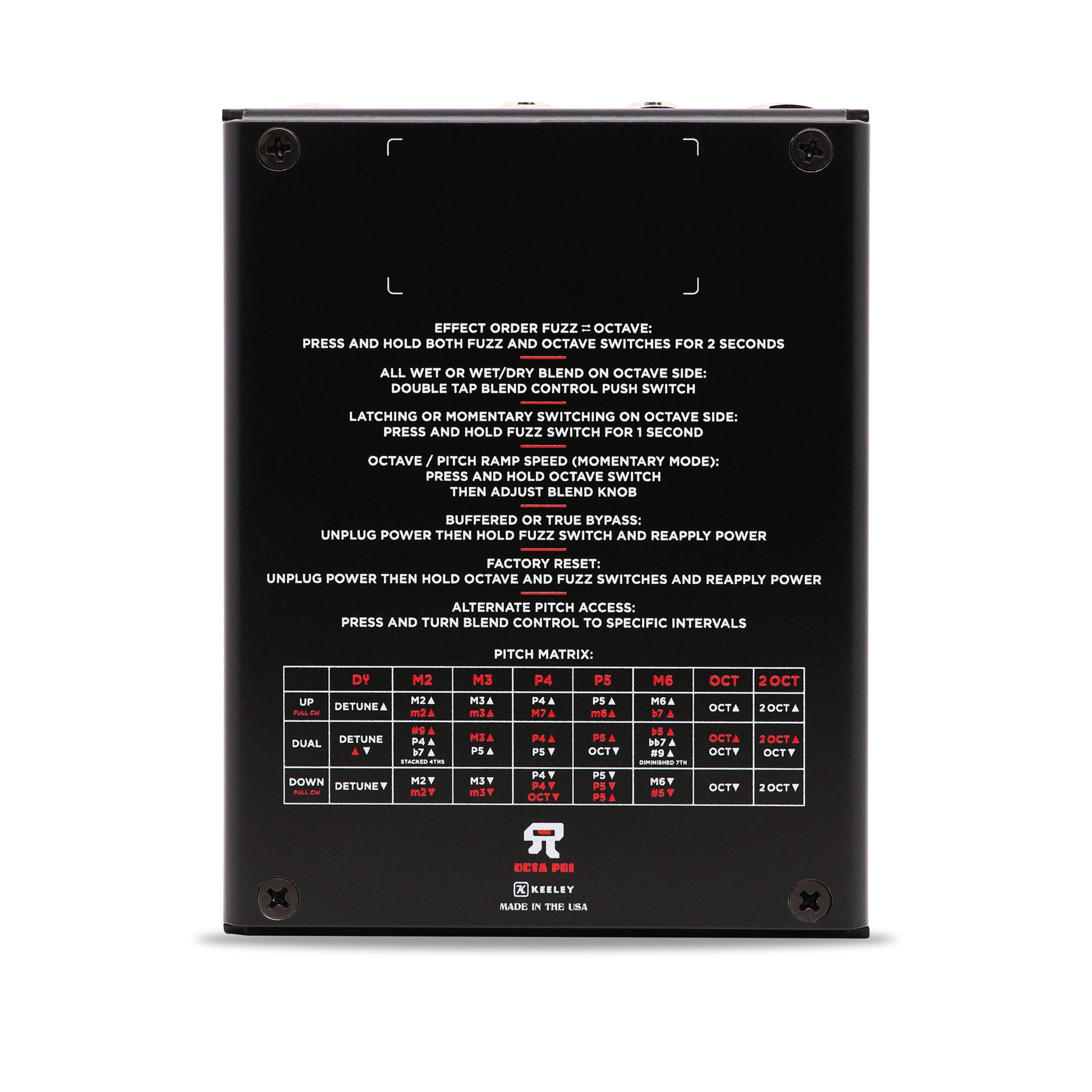 Pédale OCTA PSI, octaver et pitch-shifter combiné à un fuzz analogique, noir