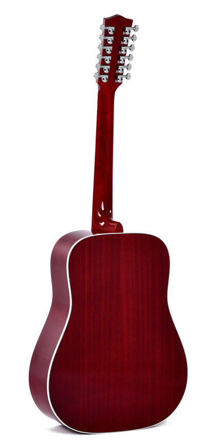Modèle DM12-SG5, Dreadnought 12 cordes, table épicéa massif, f/e acajou, touche micarta, EQ Fishman, cherry sunburst