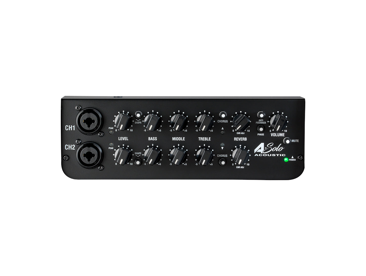 Ampli guitare acoustique 60W (Classe D) A-Solo, 1x HP 8" double cône, 2 canaux identiques, marron