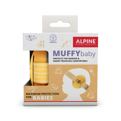 MUFFY Baby, casque auditif pour les tout-petits (de 3 à 36 mois), deux coques détachées, atténuation 23 dB, pochette, jaune