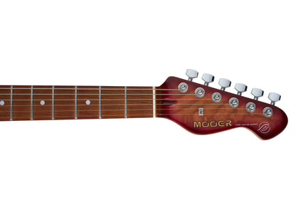 MOOER MSC20PRO, corps peuplier, manche érable torréfié satiné, touche jatoba, ambre, avec housse