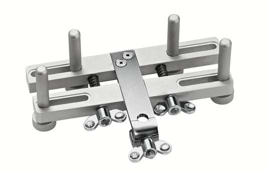 Support pour Frame Drum, totalement ajustable, avec attache, aluminium anodisé et acier chromé