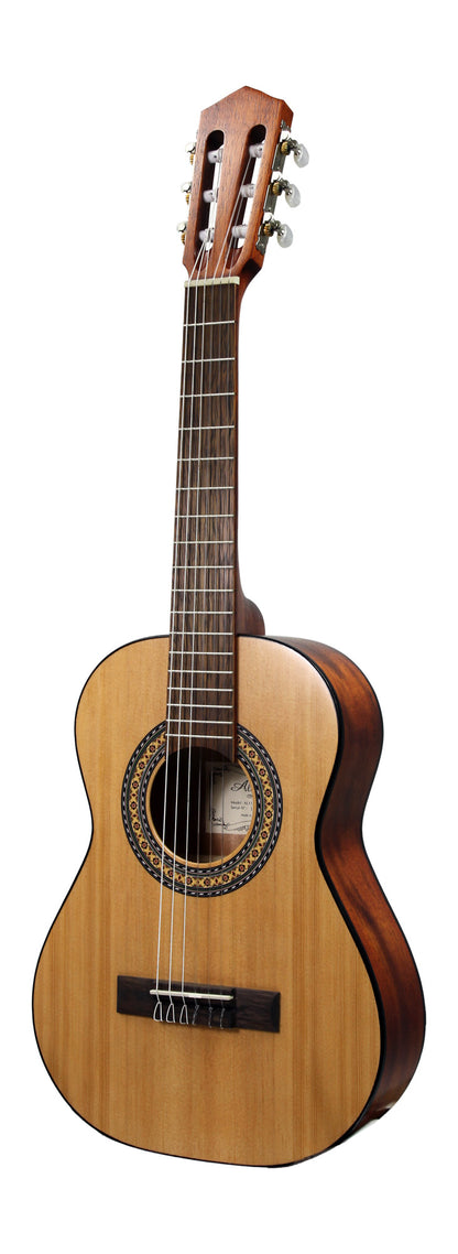 Guitare classique 1/2, table épicéa, fond & éclisses acajou, manche acajou, sillet 45 mm, cordes Bosset, naturel pores ouverts