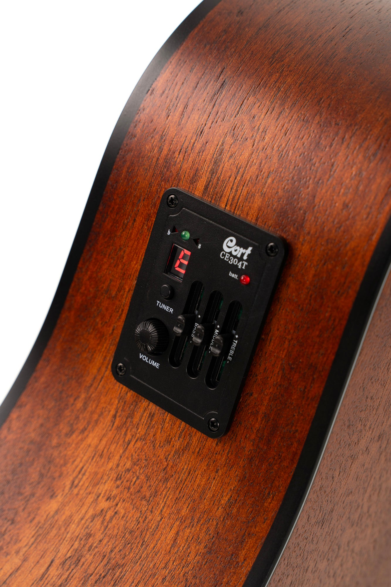 Earth 60 CE, pan coupé, table acajou massif, fond & éclisses acajou, touche laurier, EQ CE304T, naturel pores ouverts