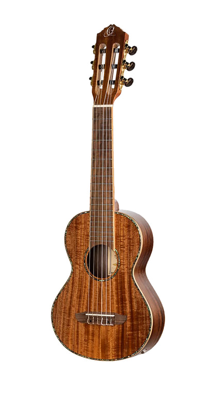 RGLE18ACA, EQ Ortega MagusUke, table acacia massif, fond & éclisses acacia, manche acajou (47 mm au sillet), housse luxe