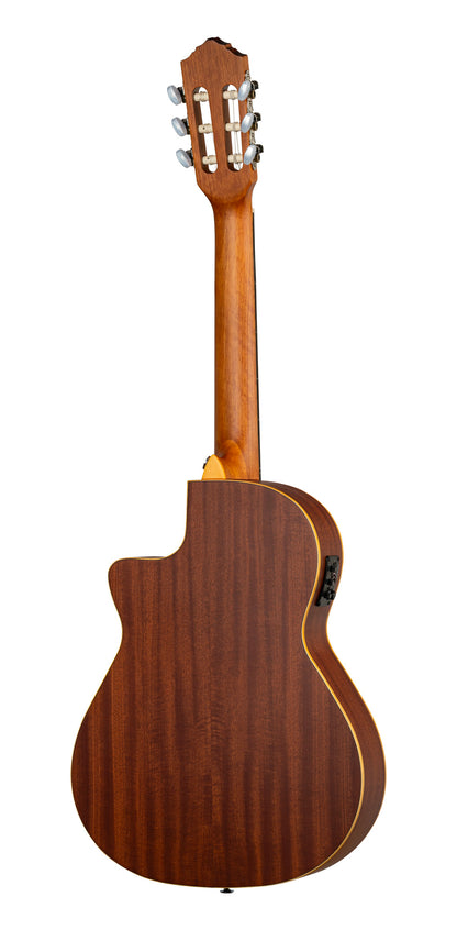 RCE125-34, corps Thinline, pan coupé, EQ Magus X/G, table épicéa, f/e acajou, sillet 45 mm, housse, naturel satiné