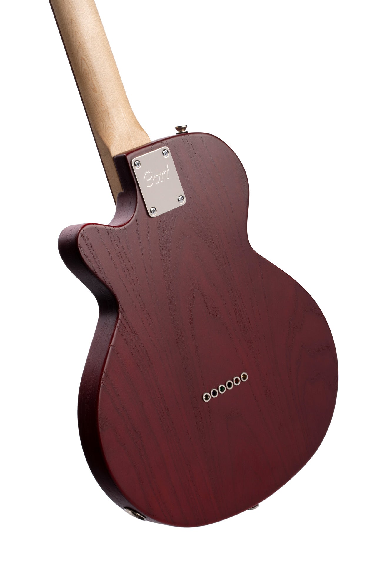 SUNSET TC, corps frêne, manche érable, touche jatoba, 2 micros CORT Voiced Tone, bordeaux pores ouverts