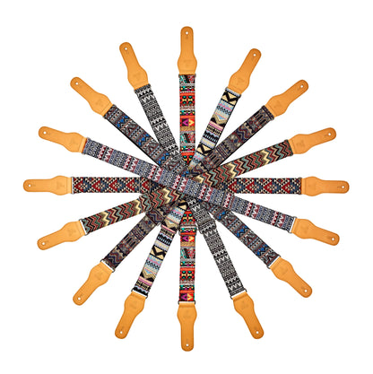 Courroie guitare, 100% coton, extrémités simili cuir, largeur 4.9 cm, longueur jusqu'à 158 cm, maya dance