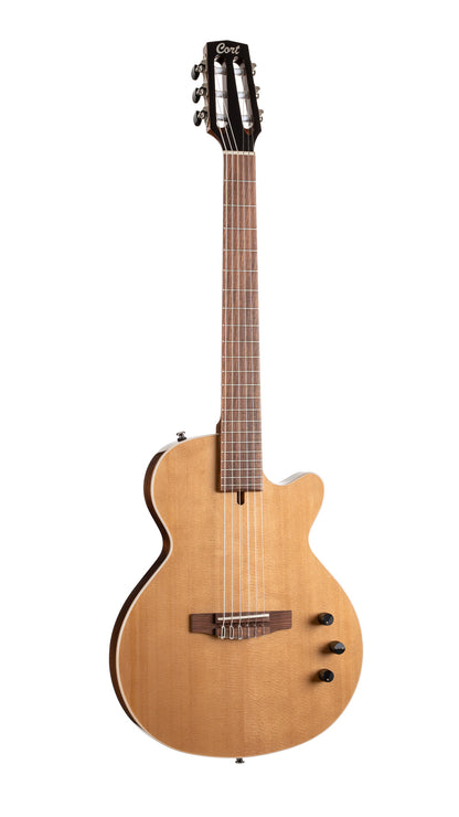 SUNSET NYLECTRIC II, table épicéa, corps acajou chambré, manche acajou, sillet 48 mm, EQ Fishman VTB, housse, naturel brillant