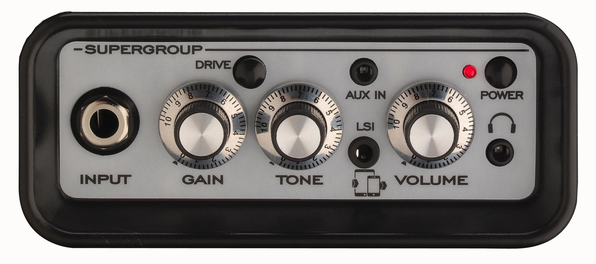 Ampli guitare 3W, look Supergroup, HP 3", 2 canaux, connectique LSI, noir