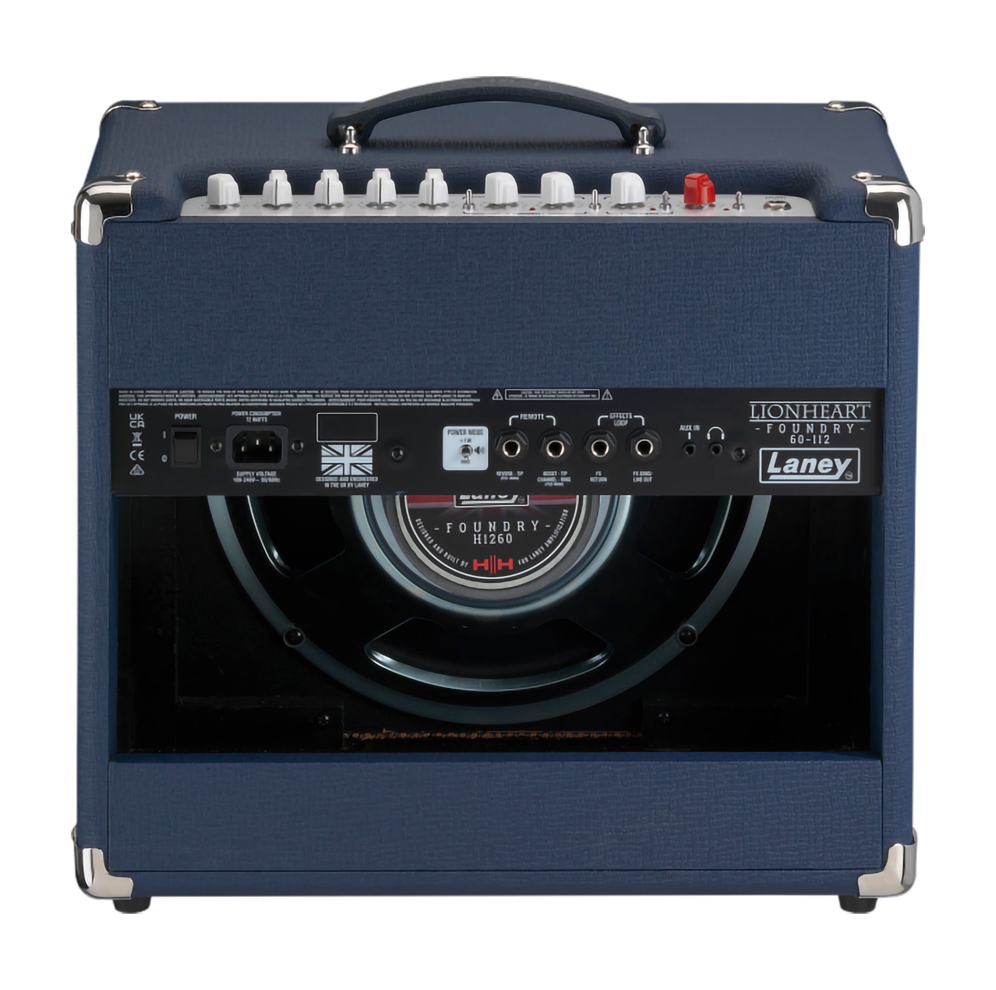 Ampli guitare électrique 60W, 1x HP 12" HH, 2 canaux, EQ 3 bandes, réverb, boucle d'effet, 9.4 kg, bleu