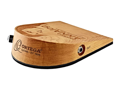 Pédale ANNAlog, merisier massif, piezo analogique, entrée et sortie jack, contrôle de volume, ne nécessite pas d'alimentation