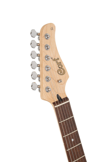 G200SP, corps peuplier, manche érable, touche jatoba , 2 micros simples et 1 double Powersound, plaque blanche, noir