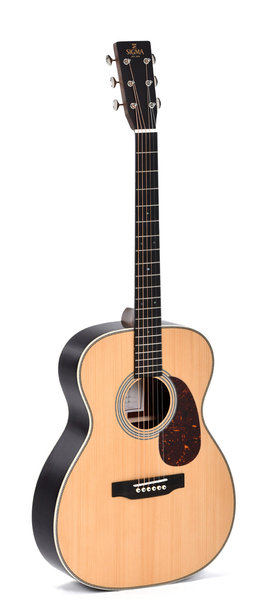 Modèle S000R-28V, série Custom, Forme 000, table épicéa massif, f/e palissandre massif, touche ébène, soft case, naturel