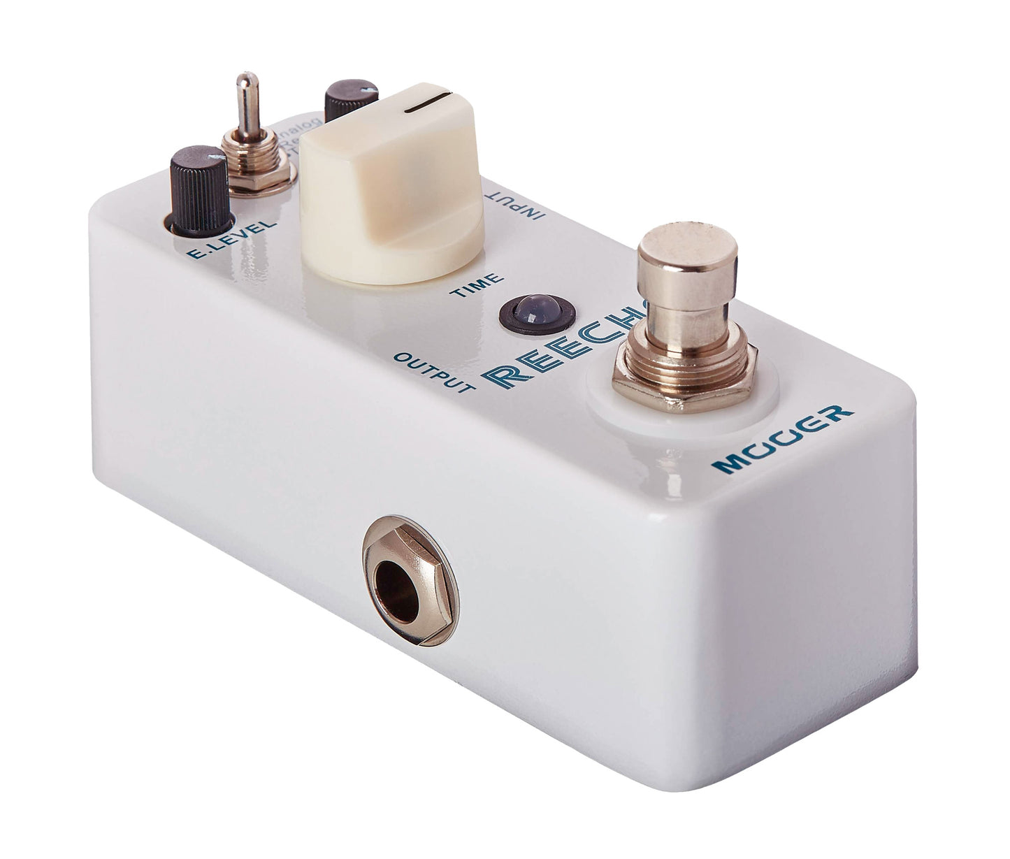 Pédale REECHO, délai numérique à 3 modes (Analog/Real Echo/Tape echo), boîtier métal, true bypass, blanc