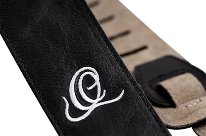 OSSU-10, courroie guitare, série Suede, face et dos cuir suédé, largeur 6 cm, longueur de 92 à 145 cm, ash