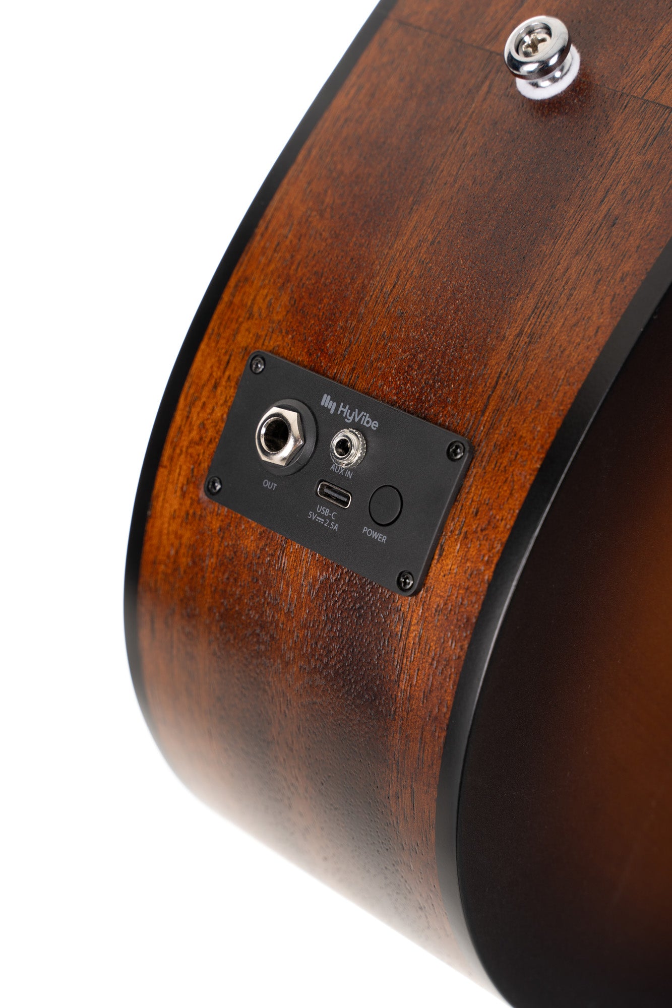 Earth Go, modèle Dreadnought 3/4, table épicéa massif, fond & éclisses acajou, HyVibe 2, housse, brown burst pores ouverts