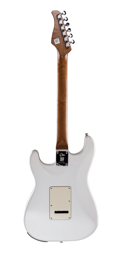 GTRS P800, corps aulne, manche érable flammé torréfié, touche palissandre, micros et processeur GTRS, olympic white