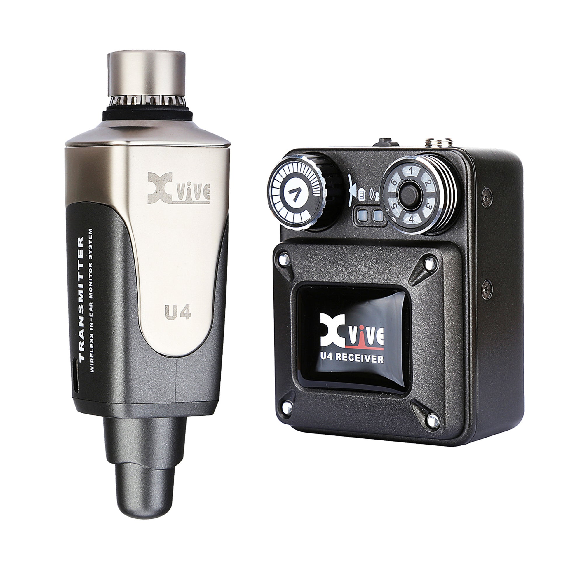 Système sans-fil pour in-ear monitor U4, bande de fréquence 2.4 GHz, câble USB, adaptateur XLR mâle/Jack mono, housse, noir