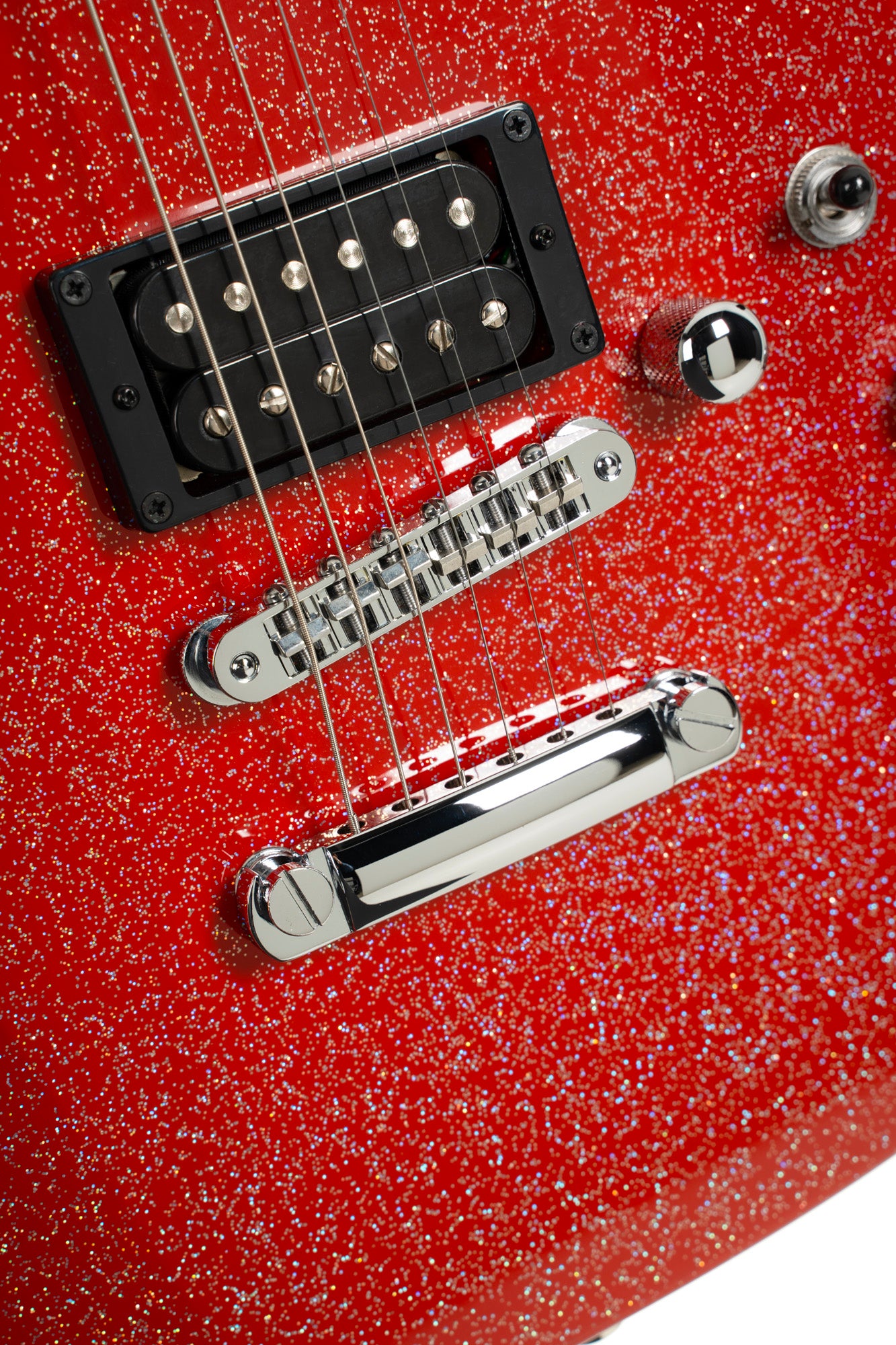 MBM-2H-SUS, signature Matt Bellamy, corps tilleul, manche érable, micros Manson & Sustainiac,"Kill" bouton, rouge pailleté