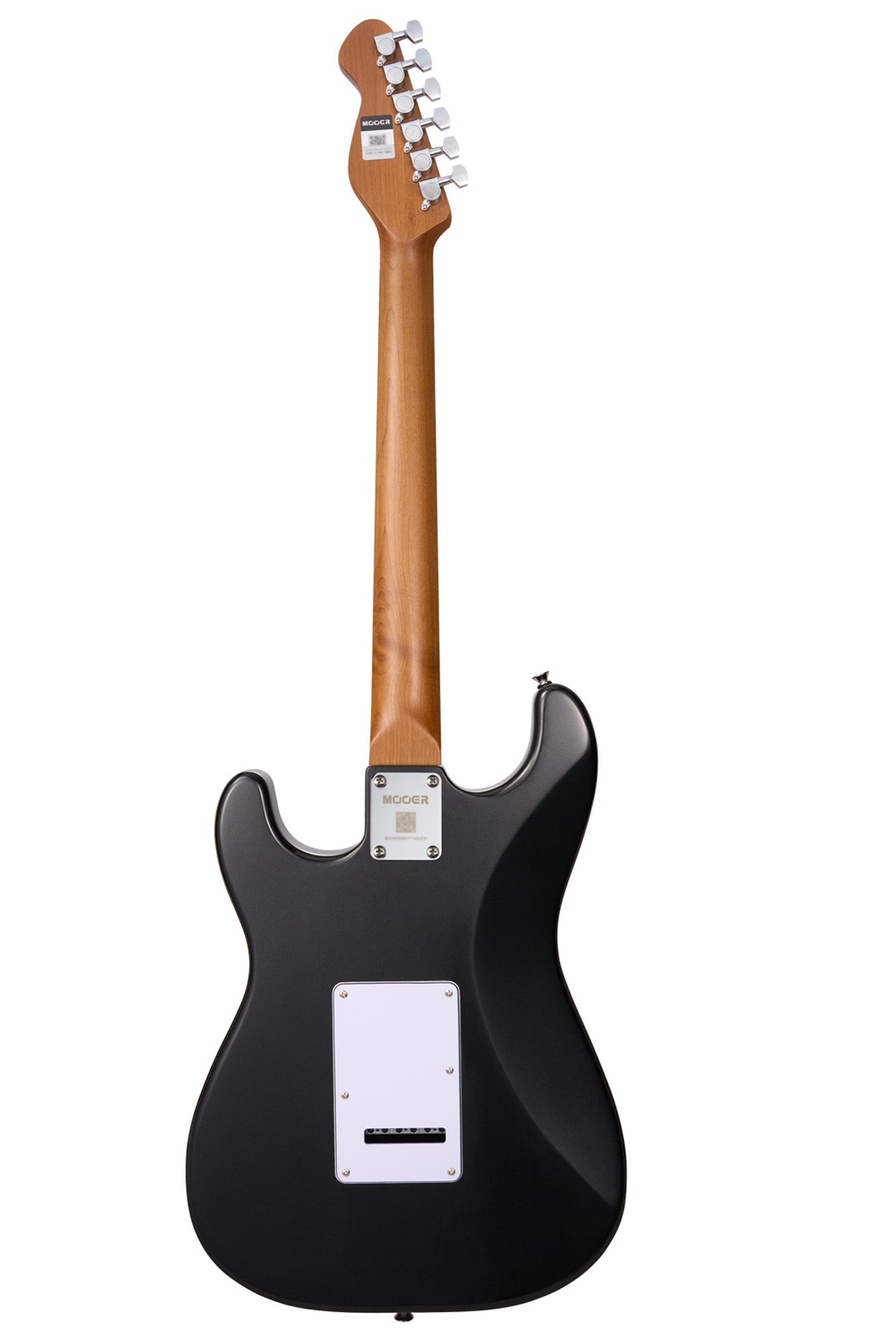 MOOER MSC10 ELITE, corps peuplier, manche érable torréfié satiné, touche ébène tech, iron silver, avec housse