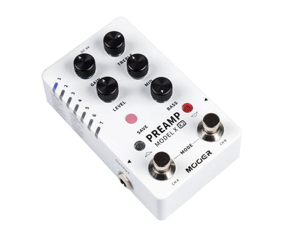 Pédale PREAMP MODEL X X2, préamplificateur numérique deux canaux, 14 presets, technologie d'échantillonnage MNRS, blanc