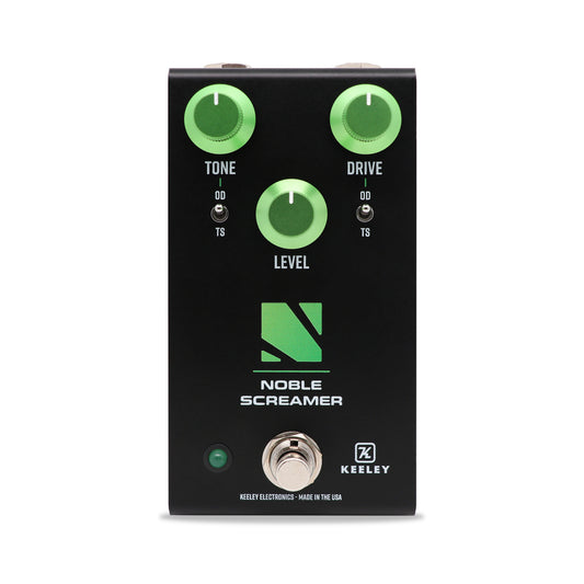 Pédale NOBLE SCREAMER, overdrive et boost basée sur deux pédales légendaires, 100% analogique, noir et vert