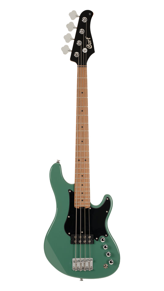 GB-SC4, basse short scale 4 cordes, corps peuplier, humbucker Cort Powersound, préampli Markbass MB-1, forest green