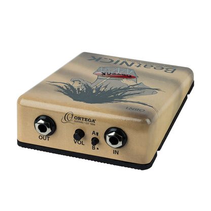 Pédale BeatNick, boitier métal, deux sons de percussions, entrée et sortie jack 6.35, 2 piles AA non fournies