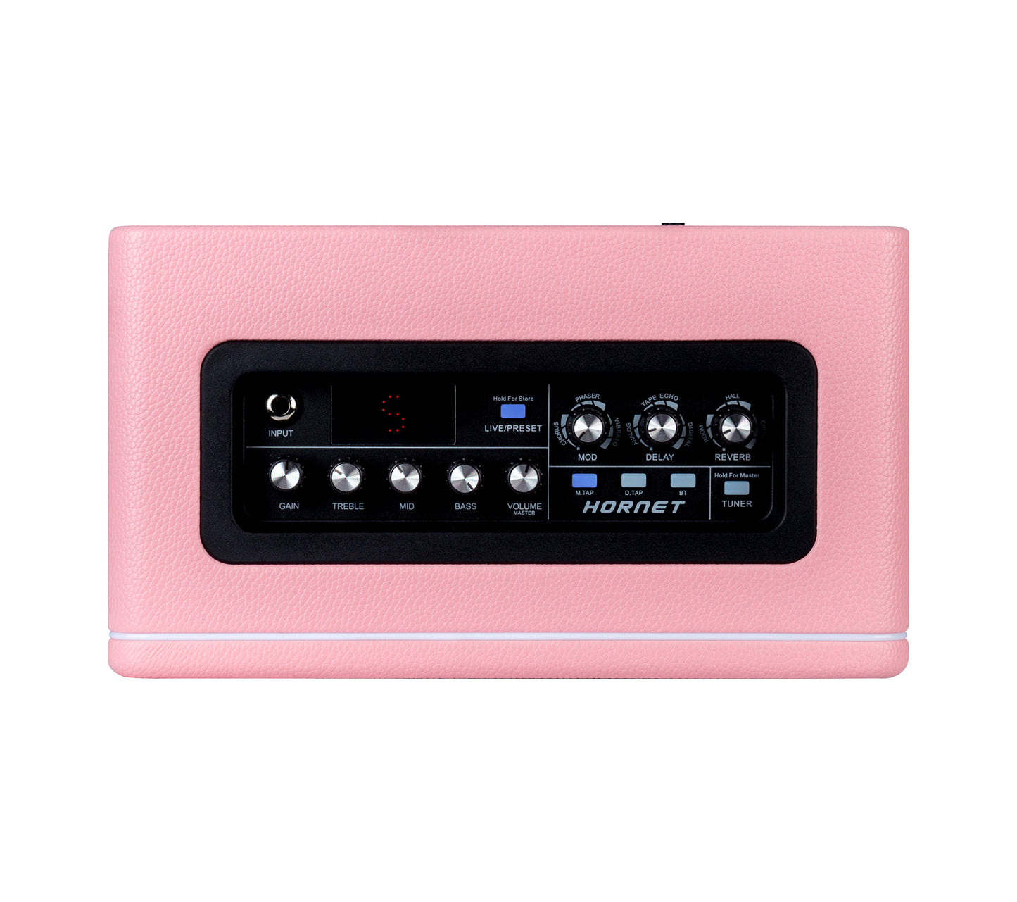 Ampli HORNET PINK, 15W, HP 6.5", 9 modélisations d'amplis haute-qualité, effets Modulation/Délai/Réverb, rose