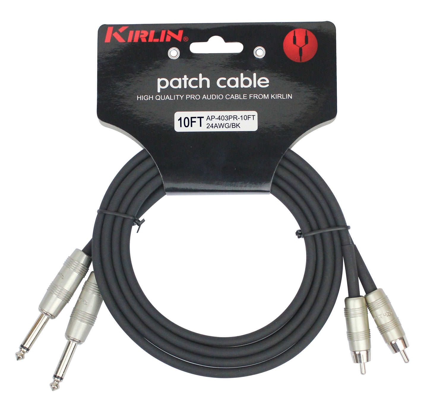 Câble patch MEDIUM 2x RCA/2x Jack mono, 3 mètres, noir