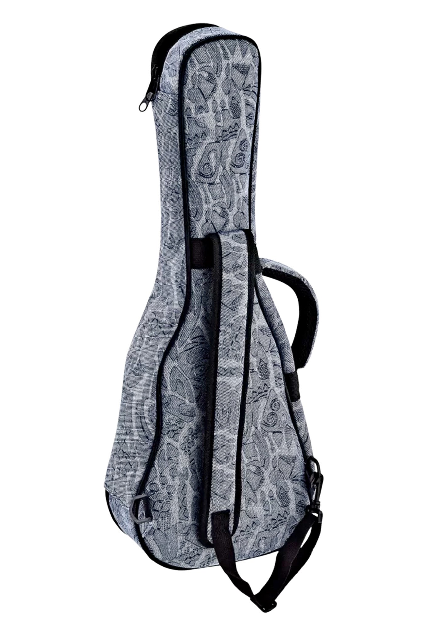 Housse pour ukulélé Concert, toile/coton, rembourrage 12 mm, intérieur peluche noir, courroie ajustable, bleu jean