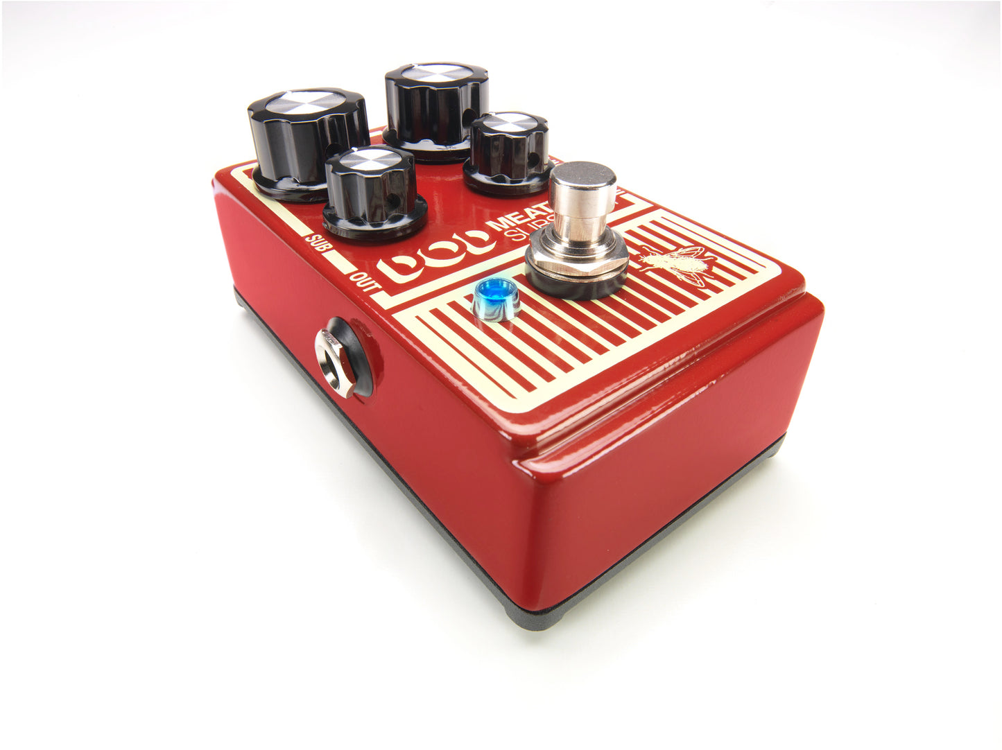 Pédale MEATBOX, synthétiseur subharmonique basé sur le circuit original avec composants actualisés, True Bypass, rouge