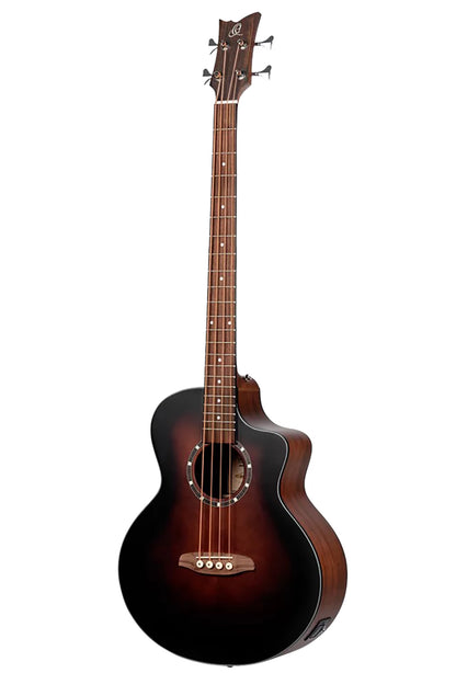 D7CE-BFT-4, basse 4 cordes, pan coupé, EQ Ortega MagusPro, table épicéa, f/e acajou, manche acajou (sillet 45mm), bourbon satiné