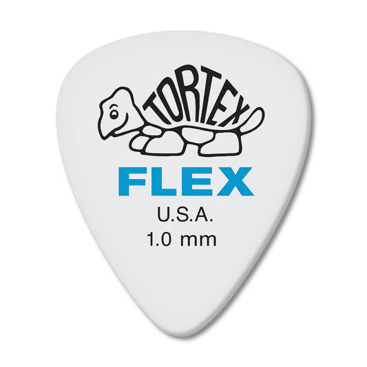 Sachet de 12 médiators TORTEX FLEX STANDARD 100 (blanc, logo bleu)