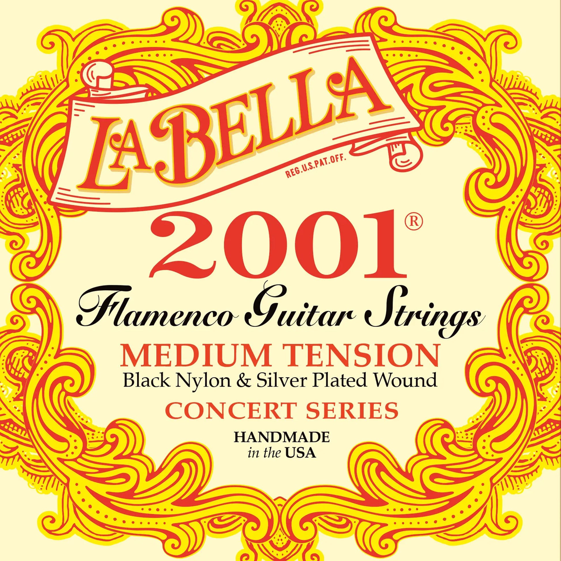 Jeu pour guitare classique 2001 FLAMENCO, aigus nylon noir, basses filées plaqué argent, tension Medium