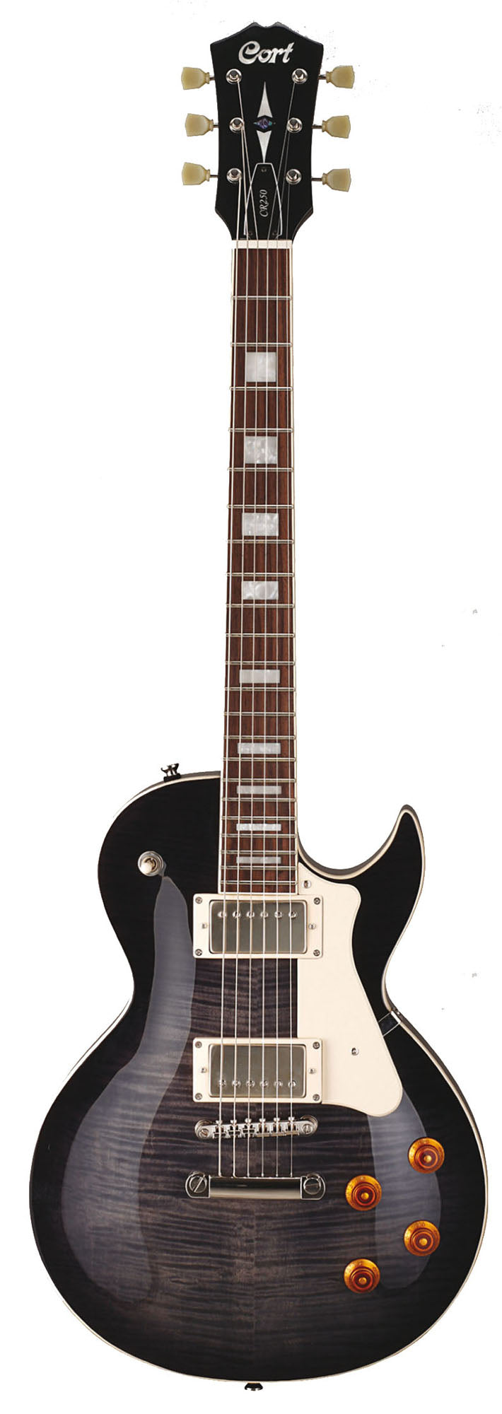 CR250, corps acajou, table érable flammé, manche collé acajou, 2 micros doubles ClassicRocker-II, chevalet T.O.M.