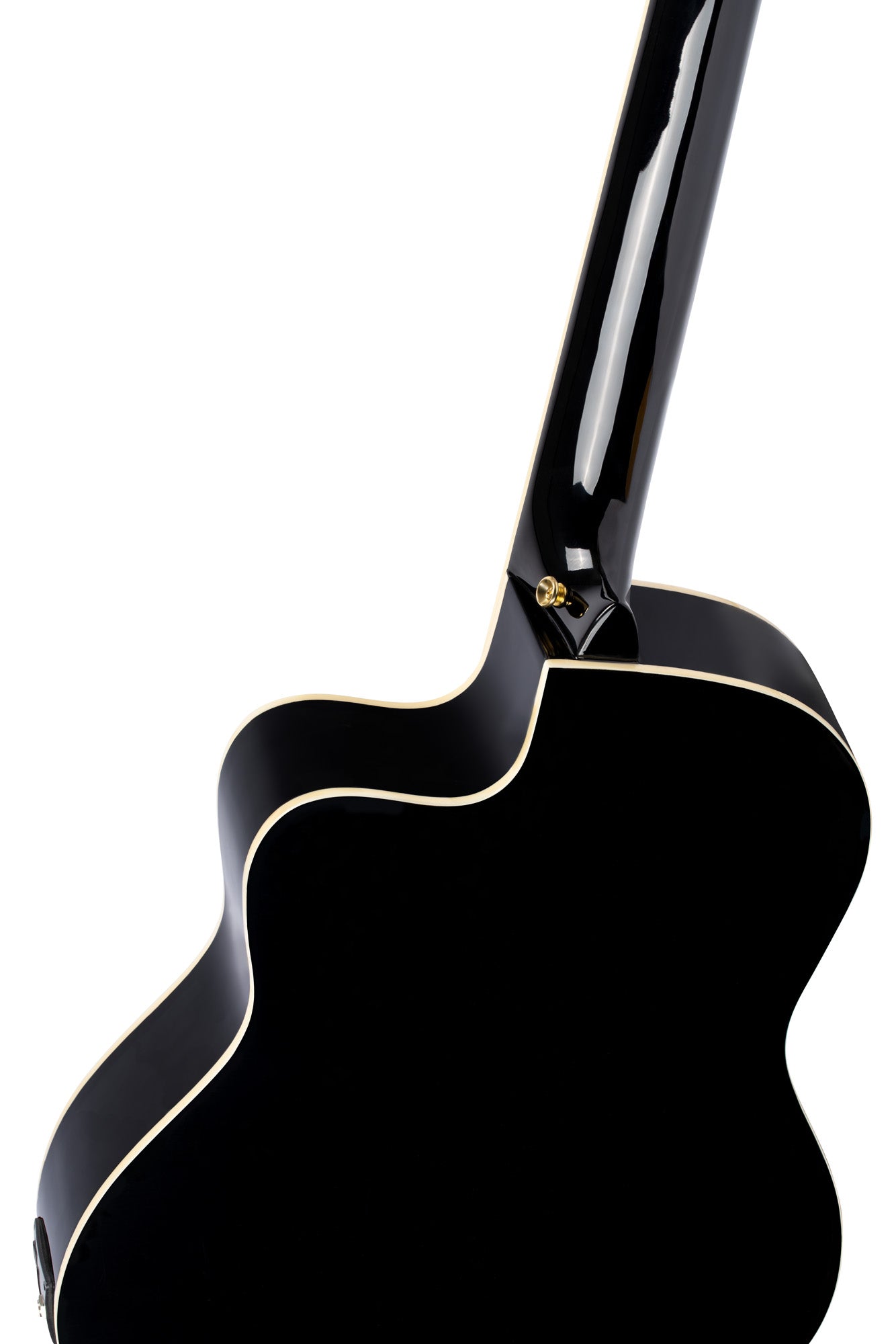 RCE145, modèle à caisse fine, pan coupé, EQ MagusPro, table épicéa massif, manche acajou (sillet 48 mm), noir brillant