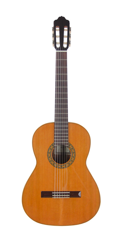 MOD.1, table cèdre massif, fond & éclisses acajou, touche palissandre, satiné, table brillante