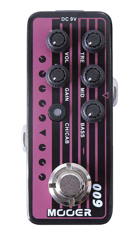 Pédale BLACKNIGHT, préampli numérique type Heavy metal, deux canaux, EQ 3 bandes par canal, noir et violet